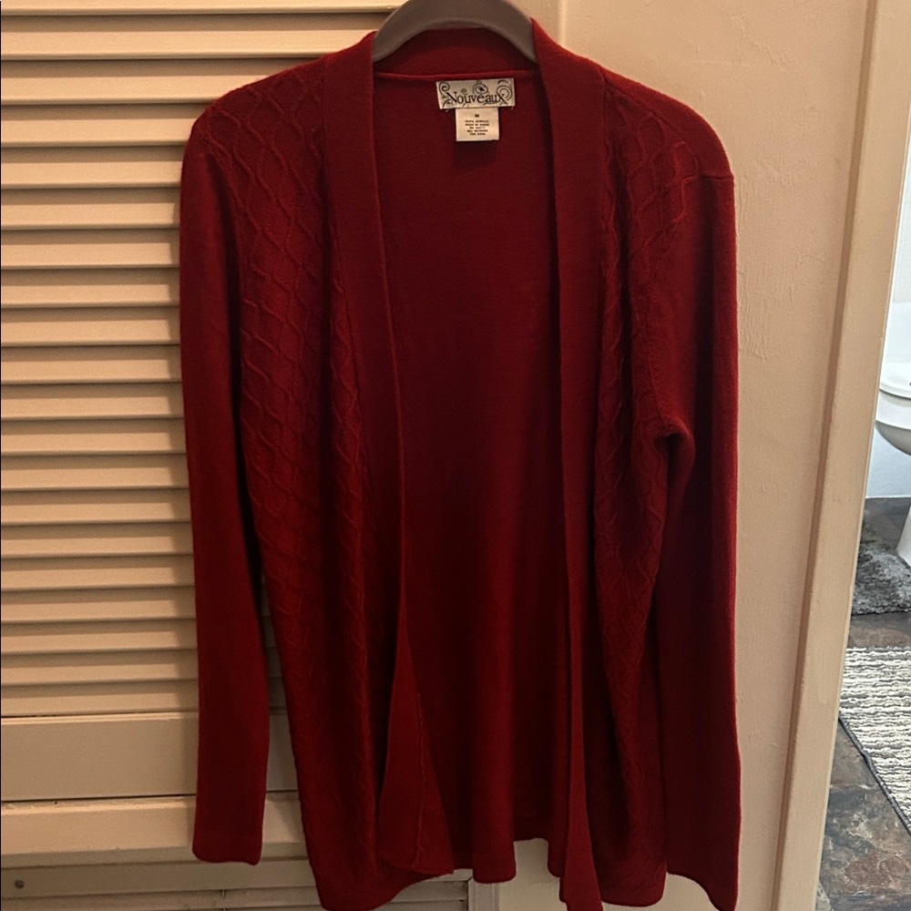 Red Open Front Cardigan - Picture 5 of 6